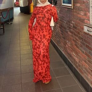 Flower Print Maxi Dress - Long Sleeve